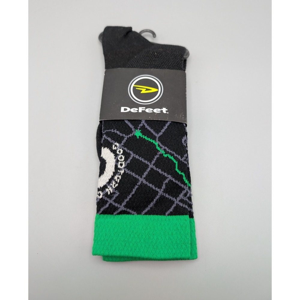 DeFeet Goodturn Cycles Socks Size M Unisex Black/Green Cycling Running